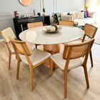 Mesa De Jantar Araçá Tampo Em Mdf Com Vidro E Base Em Madeira