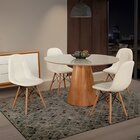 Mesa De Jantar Araçá Tampo Em Mdf Com Vidro E Base Em Madeira