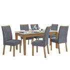Mesa De Jantar Áries 180x90 Com 6 Cadeiras Apogeu Amêndoa/off