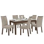 Mesa De Jantar Áries 180x90 Com 6 Cadeiras Apogeu Imbuia/off