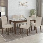 Mesa De Jantar Áries 180x90 Com 6 Cadeiras Apogeu Imbuia/off