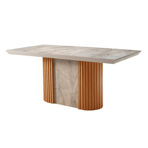 Mesa De Jantar Aspen 180cm Tampo Bp Marmorizado Canto Reto Mo