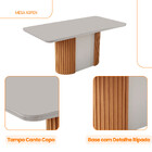 Mesa De Jantar Aspen 180cm Tampo Mdf E Vidro Canto Copo Moder
