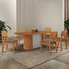 Mesa De Jantar Aspen 180cm Tampo Mdf Laminado Com 6 Cadeiras