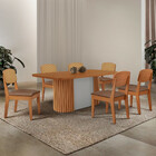 Mesa De Jantar Aspen 180cm Tampo Mdf Laminado Com 6 Cadeiras