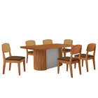 Mesa De Jantar Aspen 180cm Tampo Mdf Laminado Com 6 Cadeiras