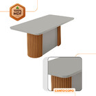 Mesa De Jantar Aspen 180cm Tampo Mdf Vidro Canto Copo Com 6 C