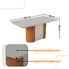 Mesa De Jantar Aspen 180cm Tampo Mdf Vidro Com 6 Cadeiras Cop