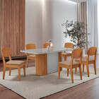 Mesa De Jantar Aspen 180cm Tampo Mdf Vidro Com 6 Cadeiras Cop