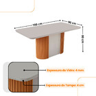 Mesa De Jantar Aspen 180cm Tampo Mdf Vidro Com 6 Cadeiras Cop