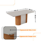 Mesa De Jantar Aspen 180cm Tampo Mdf Vidro Com 6 Cadeiras Cop