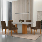 Mesa De Jantar Aspen 180cm Tampo Mdf Vidro Com 6 Cadeiras Lis