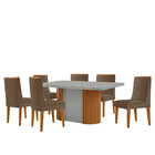 Mesa De Jantar Aspen 180cm Tampo Mdf Vidro Com 6 Cadeiras Lis