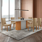 Mesa De Jantar Aspen 180cm Tampo Mdf Vidro Com 6 Cadeiras Saf