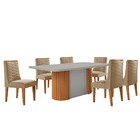 Mesa De Jantar Aspen 180cm Tampo Mdf Vidro Com 6 Cadeiras Saf