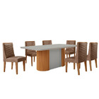 Mesa De Jantar Aspen 180cm Tampo Mdf Vidro Com 6 Cadeiras Saf