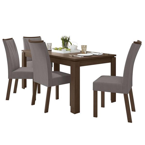 Mesa De Jantar Athenas 180x90 Com 4 Cadeiras Apogeu Imbuia/of