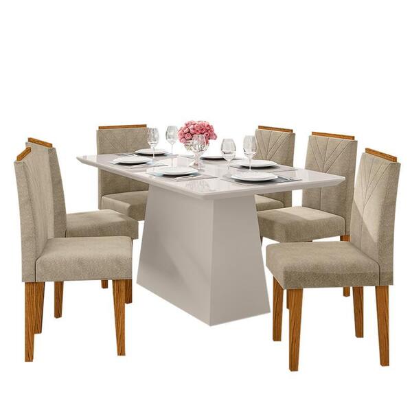Mesa De Jantar Barbara 160x90 Com 6 Cadeiras Amanda - Pr Móve