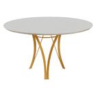 Mesa De Jantar Barcelona Redonda 1,20m Off White Base Em Meta