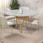 Mesa De Jantar Barcelona Redonda 1,20m Off White Base Em Meta