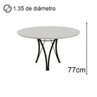 Mesa De Jantar Barcelona Redonda 1,35m Off White Base Em Meta