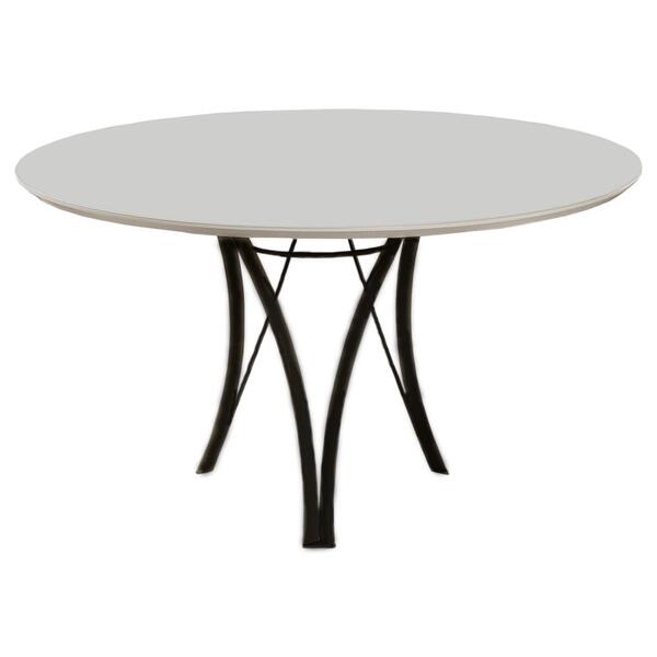 Mesa De Jantar Barcelona Redonda 1,35m Off White Base Em Meta
