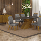 Mesa De Jantar Base Cruzada Tampo Grafite - Ilhéus-1,80x0,90