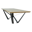 Mesa De Jantar Base De Ferro Shaman 220cm Castanho Oregon - G