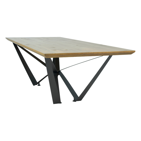 Mesa De Jantar Base De Ferro Shaman 220cm Castanho Oregon - G