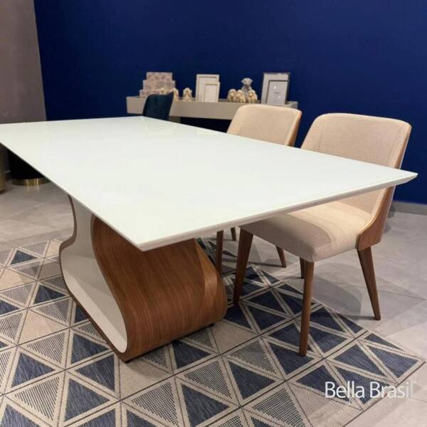 Mesa De Jantar Beaumont Retangular Base Freijó E Branco - Bel