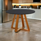 Mesa De Jantar Bela 105cm Redonda Tampo Vidro/mdf Preto