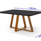 Mesa De Jantar Bela 120cm Pés Madeira Tampo Com Vidro