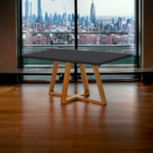 Mesa De Jantar Bela 120cm Pés Madeira Tampo Com Vidro