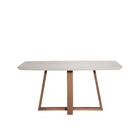 Mesa De Jantar Bennett C/ Vidro 160 Cm  Natural C/ Vidro Off