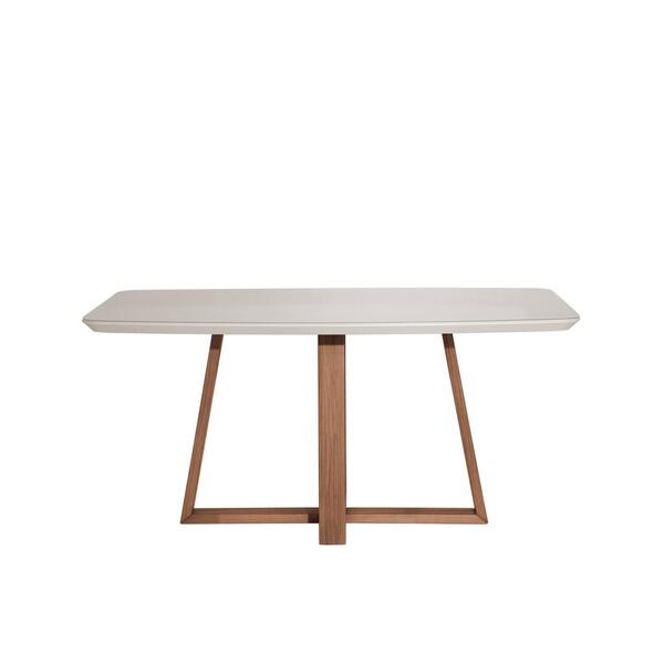 Mesa De Jantar Bennett C/ Vidro 160 Cm  Natural C/ Vidro Off