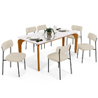 Mesa De Jantar Capri 160cm Off White Nature Com 6 Cadeiras Me