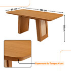 Mesa De Jantar Carolina Tampo 180cm Mdf Canto Copo E 6 Cadeir
