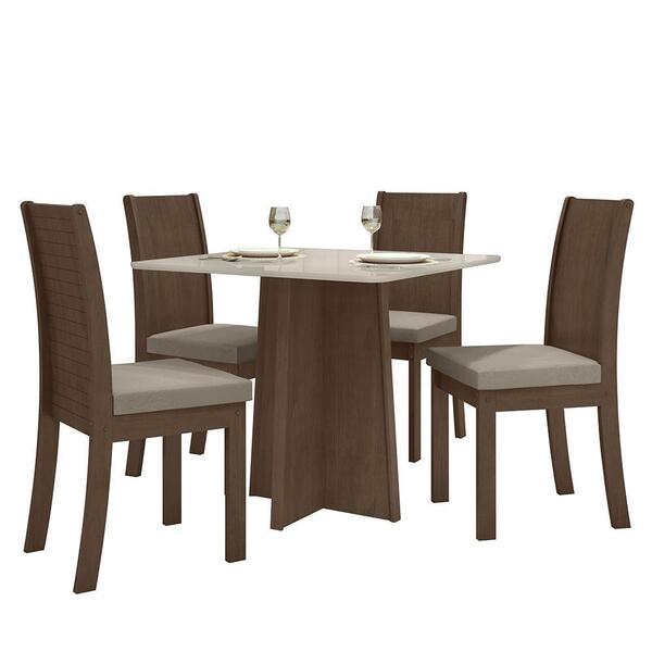 Mesa De Jantar Celebrare 90x90 Com 4 Cadeiras Athenas Imbuia/