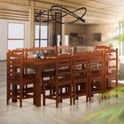 Mesa De Jantar Com 10 Cadeiras Madeira Maciça 220cm Castanho