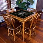 Mesa De Jantar Com 3 Cadeiras Em Madeira Maciça E Azulejo