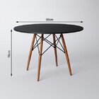 Mesa De Jantar Com 4 Cadeiras Pretas Eames 90cm Base Madeira