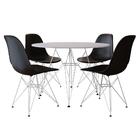 Mesa De Jantar Com 4 Cadeiras Pretas Eames Eiffel Tampo Redon