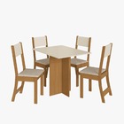 Mesa De Jantar Com 4 Cadeiras Talita Offwhite Com Freijó  - R