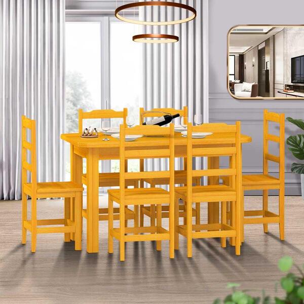 Mesa De Jantar Com 6 Cadeiras Madeira Maciça 160cm Cerejeira