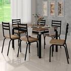 Mesa De Jantar Com 6 Cadeiras Malva Preto Com Tampo Amadeirado