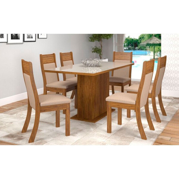 Mesa De Jantar Com 6 Cadeiras Viero Firenza