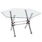 Mesa De Jantar Com Tampo De Vidro Hexagonal Bianca I Cromada