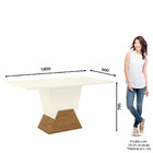 Mesa De Jantar Com Tampo Mdf Canto Reto Com Vidro 160 Cm Mari