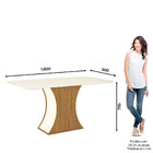 Mesa De Jantar Com Tampo Mdf E Vidro Canto Arredondado 160cm