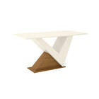 Mesa De Jantar Com Tampo Mdf E Vidro Canto Reto 160 Cm Karen